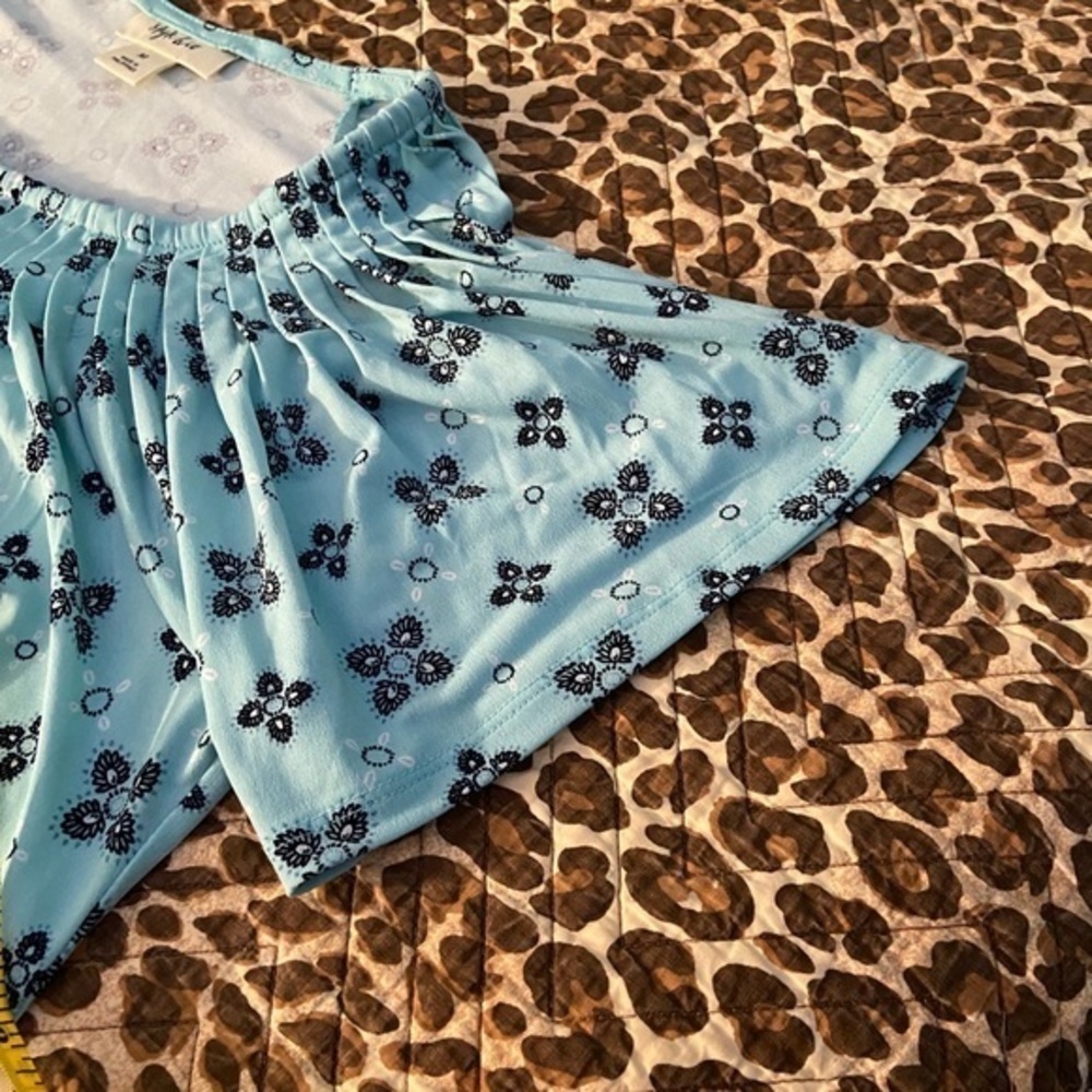 Boho Turquoise Flutter Sleeve Summer Blouse - Picture 4 of 7